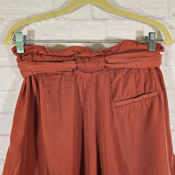 M H&M Conscious Women's Rust Orange Paperbag Belted Shorts Size 6 Patch Pockets - Picture 6 of 9
